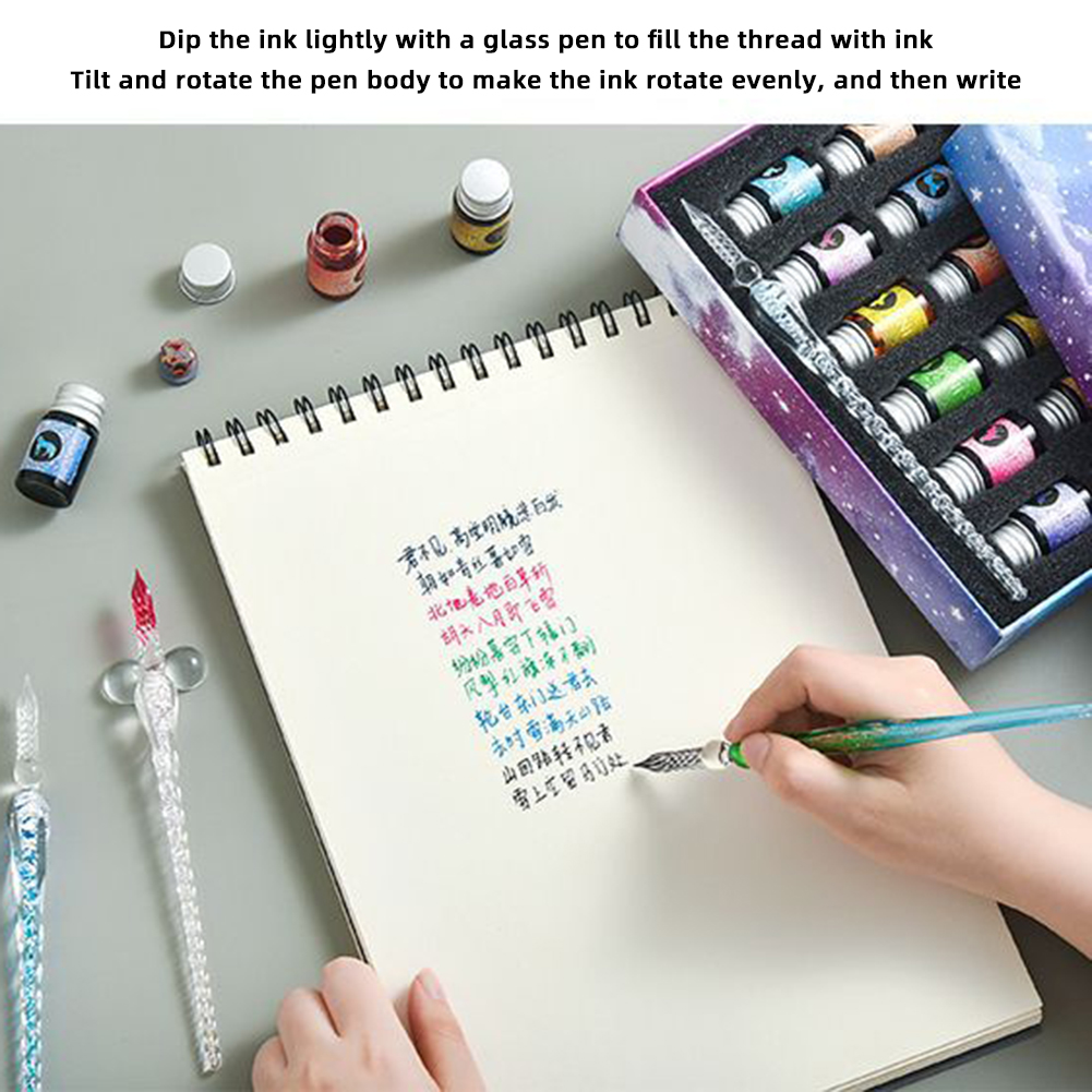Glass Dip Pen Calligraphy Ink Set - Calligraphy Glass Dip Pen Ink Set