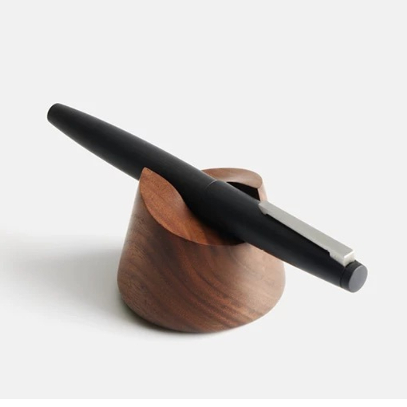 Wooden Fountain Pen Desk Stand Holder - Walnut Wood Pen Holder Stand for