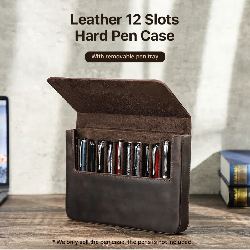 Leather Fountain Pen Case 3 Slots Pouch - Luxury Genuine Leather 2/3/6/12 Slots Fountain