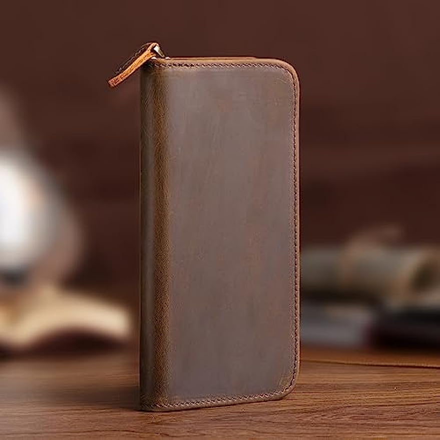 Leather Fountain Pen Case 3 Slots Pouch - Asvine Vintage Leather Fountain Pen Case