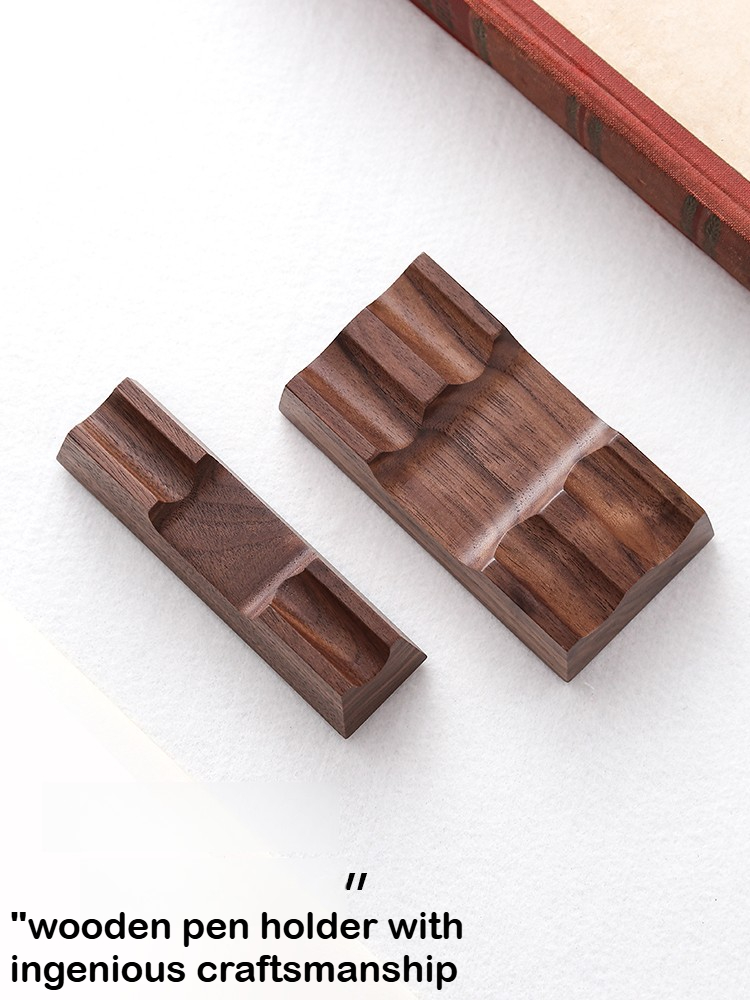 Wooden Fountain Pen Desk Stand Holder - Walnut Wood Pen Holder Stand for
