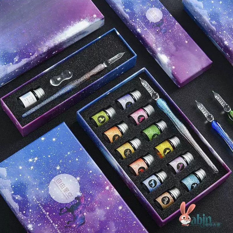 Glass Dip Pen Calligraphy Ink Set - Romantic Dreamy Starry Dip Pen Set
