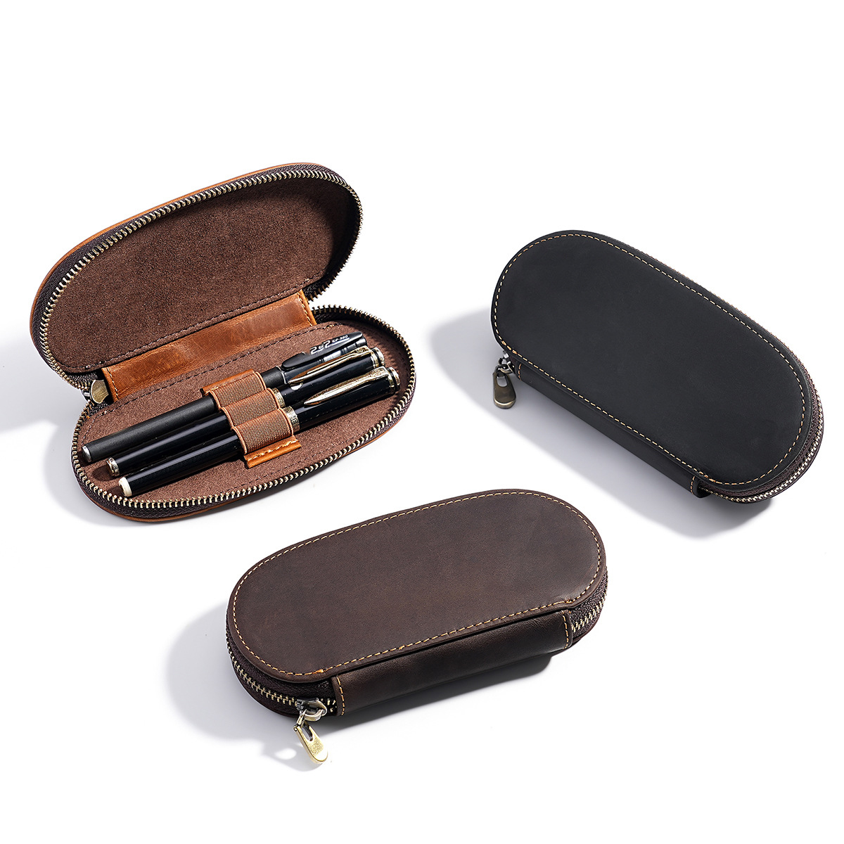 Retro 3-slot Fountain Pen Case - огляд і ціна Leather Fountain Pen Case 3 Slots Pouch