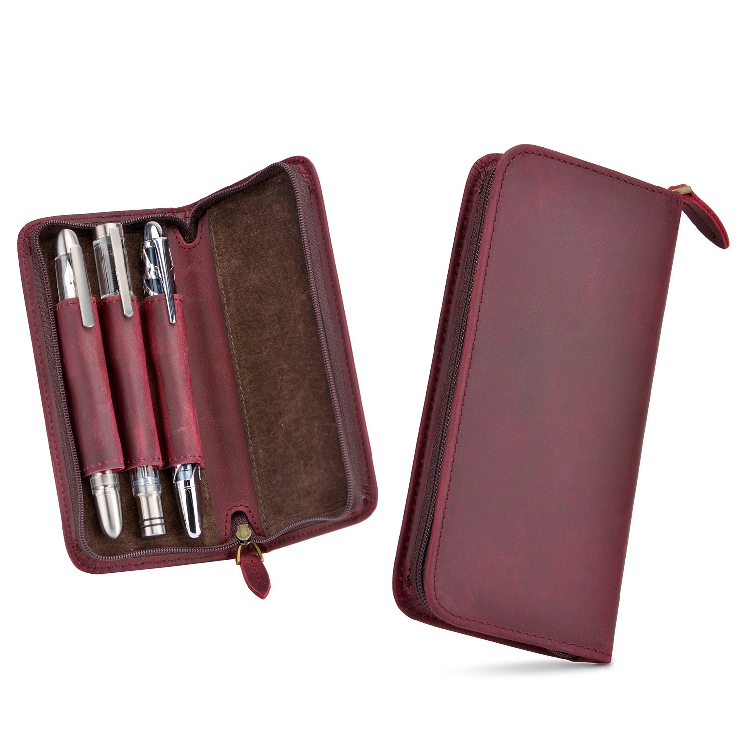 Asvine Luxury 3 Slots Fountain - огляд і ціна Leather Fountain Pen Case 3 Slots Pouch