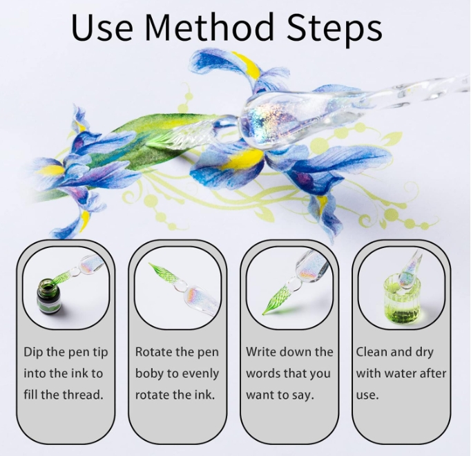 Handmade Glass Dip Pen and Ink - огляд і ціна Glass Dip Pen Calligraphy Ink Set