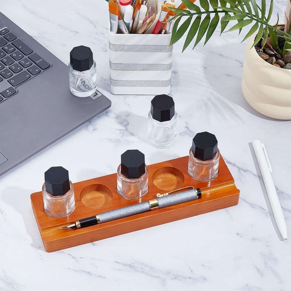 5-Hole Calligraphy Ink Pot Hol - огляд і ціна Wooden Fountain Pen Desk Stand Holder