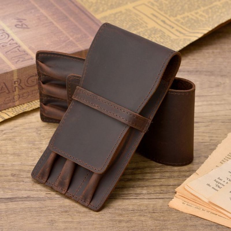 A+ 3 Slots Vintage Leather Fou - огляд і ціна Leather Fountain Pen Case 3 Slots Pouch