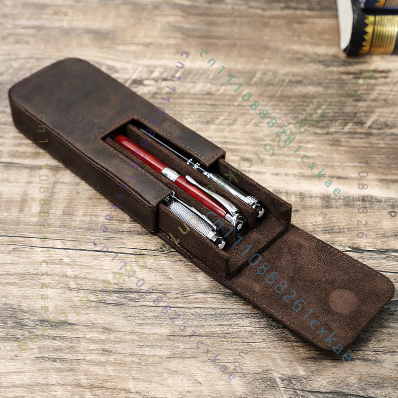 Vintage Crazy Horse Leather Pe - огляд і ціна Leather Fountain Pen Case 3 Slots Pouch
