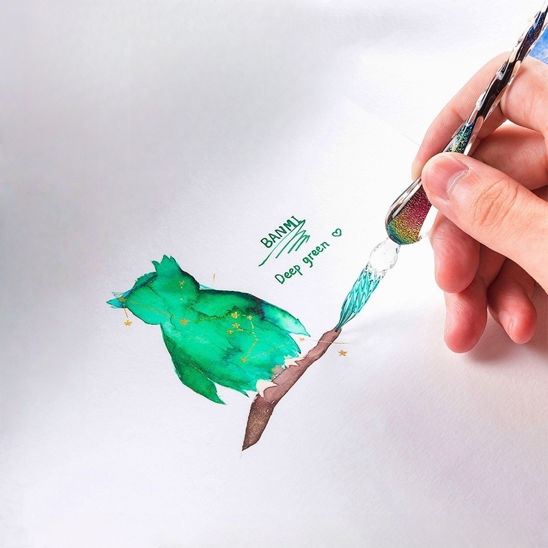 12-Color Shimmering Gold Powde - огляд і ціна Glass Dip Pen Calligraphy Ink Set