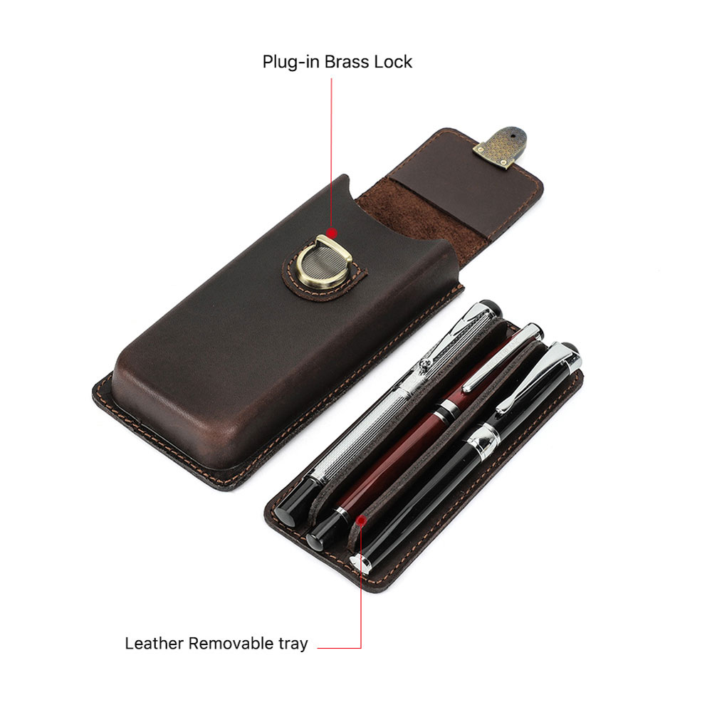 Handmade Genuine Leather 3 Slo - огляд і ціна Leather Fountain Pen Case 3 Slots Pouch