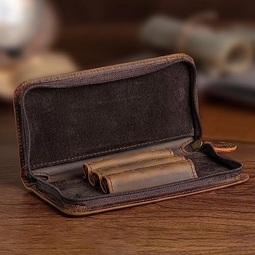 Asvine Vintage Leather Fountai - огляд і ціна Leather Fountain Pen Case 3 Slots Pouch