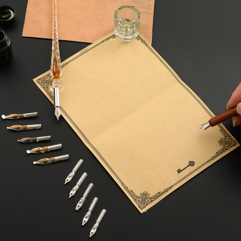 Glass Dip Pen Set with Wooden  - огляд і ціна Glass Dip Pen Calligraphy Ink Set