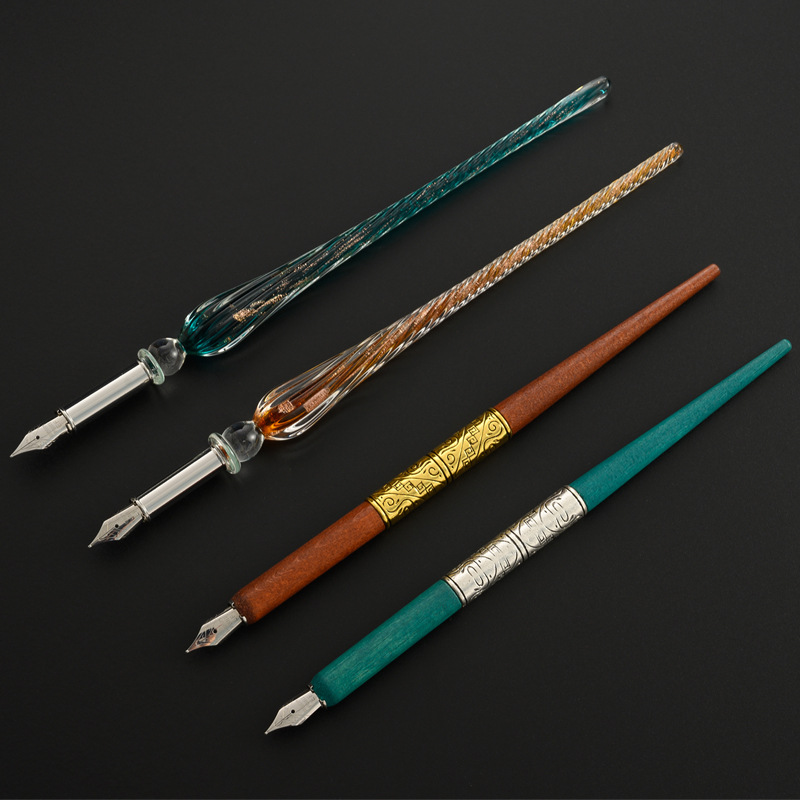 Glass Dip Pen Set with Wooden  - огляд і ціна Glass Dip Pen Calligraphy Ink Set
